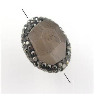 gray moonstone beads paved rhinestone, approx 15-22mm