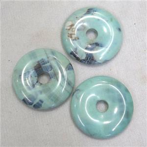 Agate dount pendant, turq treated, approx 40mm dia