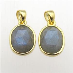 Labradorite oval pendant, approx 9-11mm