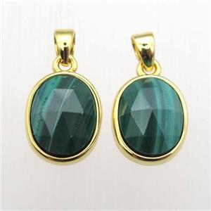 green Malachite oval pendant, approx 9-11mm