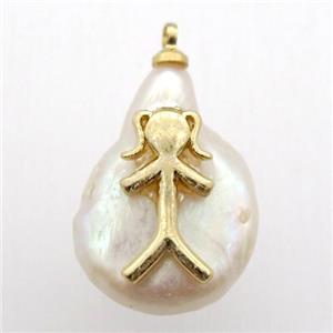 Natural Pearl pendant, approx 10-18mm