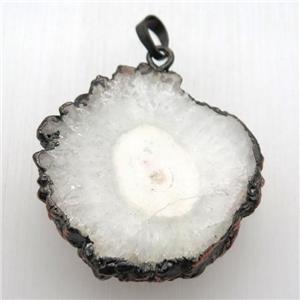white solar quartz Druzy pendant, freeform, Antique red, approx 30-45mm