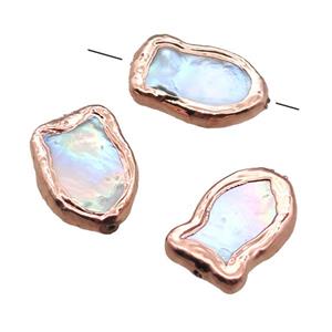 natural pearl beads, fish, rose egold, approx 12-20mm