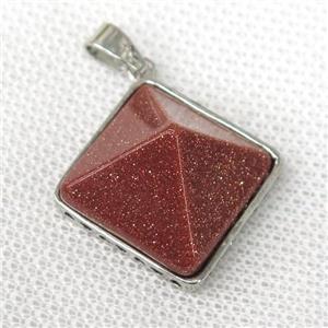 gold sandstone pyramid pendant, approx 20mm
