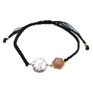 handmade bracelet with pearl bead, approx 10-12mm, 22-28cm length