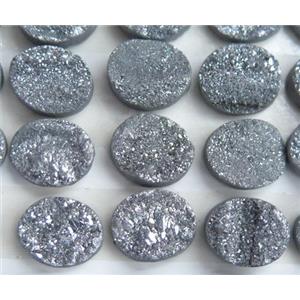 druzy quartz cabochon, oval, approx 10x12mm