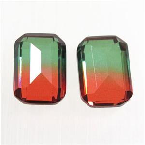 synthetical multicolor Tourmaline cabochon, no hole, rectangle, approx 10x14mm
