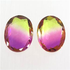 synthetical multicolor Tourmaline cabochon, no hole, oval, approx 12x16mm