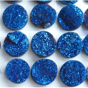 druzy quartz cabochon, round, approx 10mm dia
