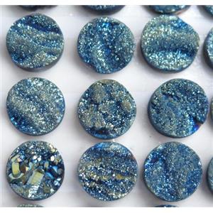 druzy quartz cabochon, round, approx 10mm dia