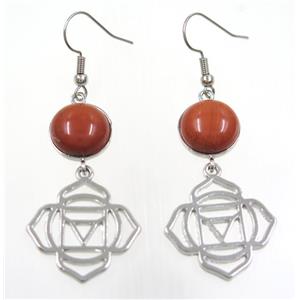 red Jasper Earring, platinum plated, approx 12-60mm
