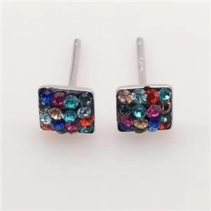 sterling silver Earring studs with Middle East rhinestone, approx 8mm