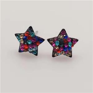 sterling silver Earring studs with Middle East rhinestone, approx 8mm