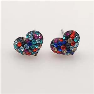 sterling silver Earring studs with Middle East rhinestone, approx 8mm