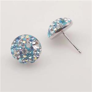 sterling silver Earring studs with Middle East rhinestone, approx 8mm