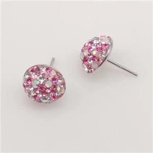 sterling silver Earring studs with Middle East rhinestone, approx 8mm