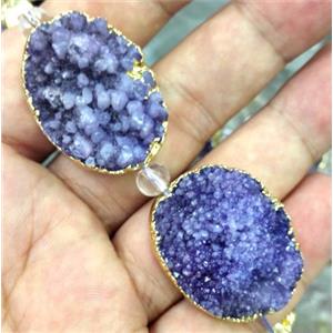 druzy quartz bead, oval, approx 20x30mm, 6pcs per st