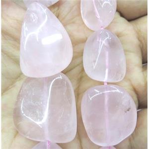 rose quartz bead, nugget, freeform, approx 10-20mm