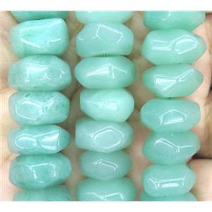Green Aventurine bead, faceted rondelle, approx 8x16mm, 15.5 inches