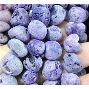 druzy matte agate bead, freeform, approx 6-13mm, 15.5 inches length