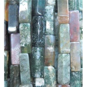 indian Agate cuboid beads, approx 4x13mm