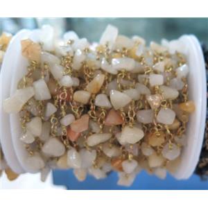 handmade rosary chain with gemstone chip bead, approx 8-12mm