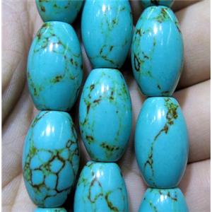 Synthetic Turquoise Beads Blue Rice, approx 12x20mm