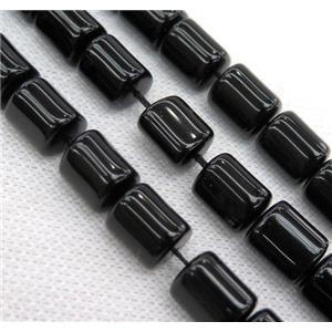 black onyx agate bead, 3faces tube, approx 10x13mm