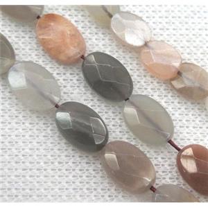 gray moonStone beads, faceted oval, approx 8x12mm