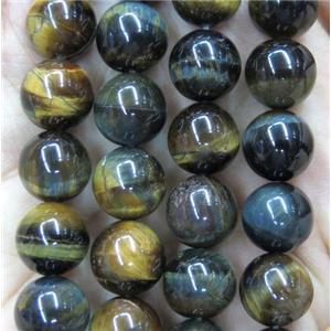 tiger eye bead, round, yellowblue, approx 10mm dia