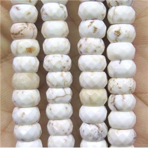 white turquoise beads, faceted rondelle, approx 6x10mm