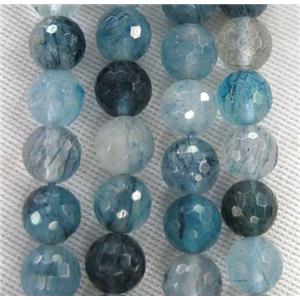natural blue Rutilated Quartz beads, faceted round, approx 8mm dia