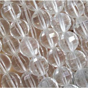 white Clear Quartz beads, Pumpkin, faceted round, approx 10mm dia