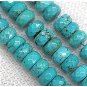 blue Turquoise beads, faceted rondelle, approx 5x8mm