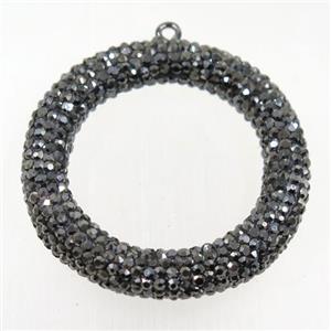 resin pendant paved rhinestone, approx 43mm dia