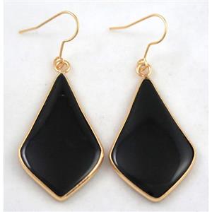 black agate earring, gold plated, approx 20-40mm
