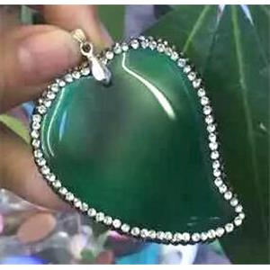 Agate slice pendant paved rhinestone, approx 25-45mm