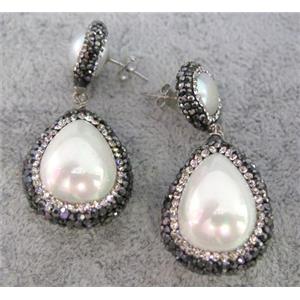 gemstone earring paved rhinestone, approx 12-30mm