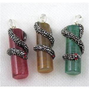 gemstone pendant paved rhinestone, approx 15-40mm