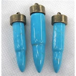 blue turquoise pendant, bullet, approx 14-62mm