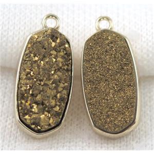 druzy quartz pendant, gold plated, approx 12x25mm