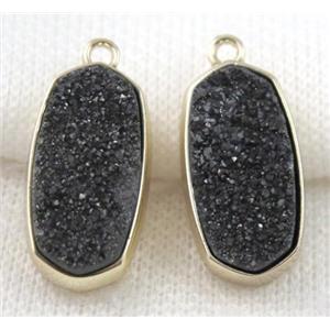 druzy quartz pendant, gold plated, approx 12x25mm