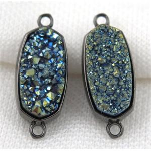 druzy quartz connector, black, approx 12x25mm