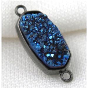 druzy quartz connector, black, approx 12x25mm