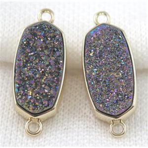 druzy quartz connector, gold plated, approx 12x25mm