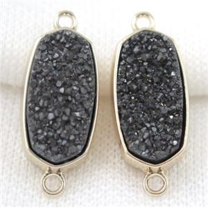 black druzy quartz connector, gold plated, approx 12x25mm