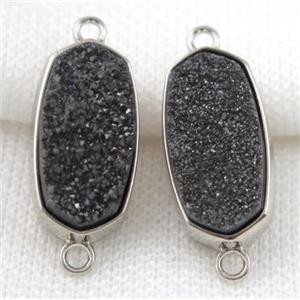 druzy quartz connector, platinum plated, approx 12x25mm