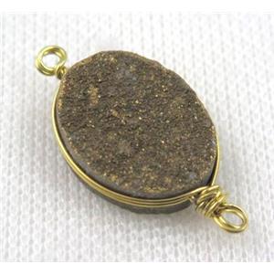 druzy quartz connector, gold plated, approx 16x20mm