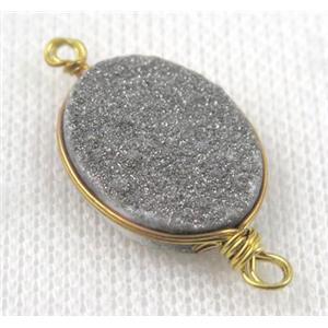 druzy quartz connector, gold plated, approx 16x20mm