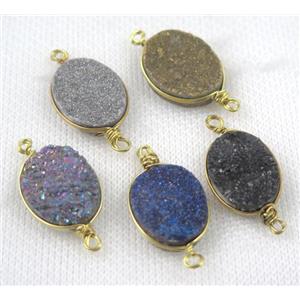 druzy quartz connector, gold plated, approx 16x20mm